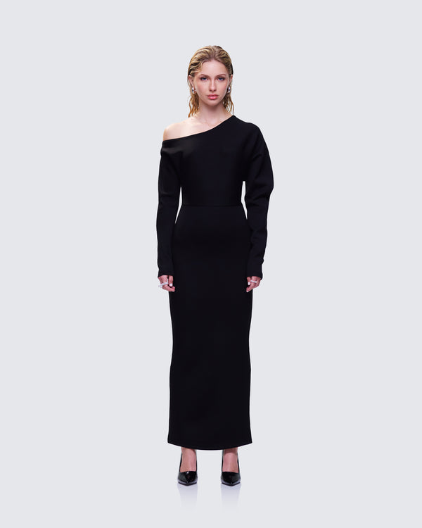 Finesse Morwena Black Off Shoulder Maxi Dress