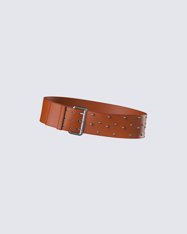 finesse Myka Brown Studded Belt