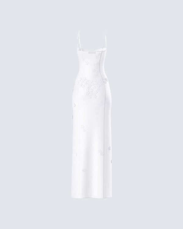 Finesse Myla White Floral Mesh Maxi Dress