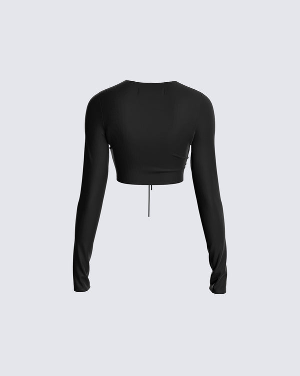 Finesse Nadia Black Jersey Top