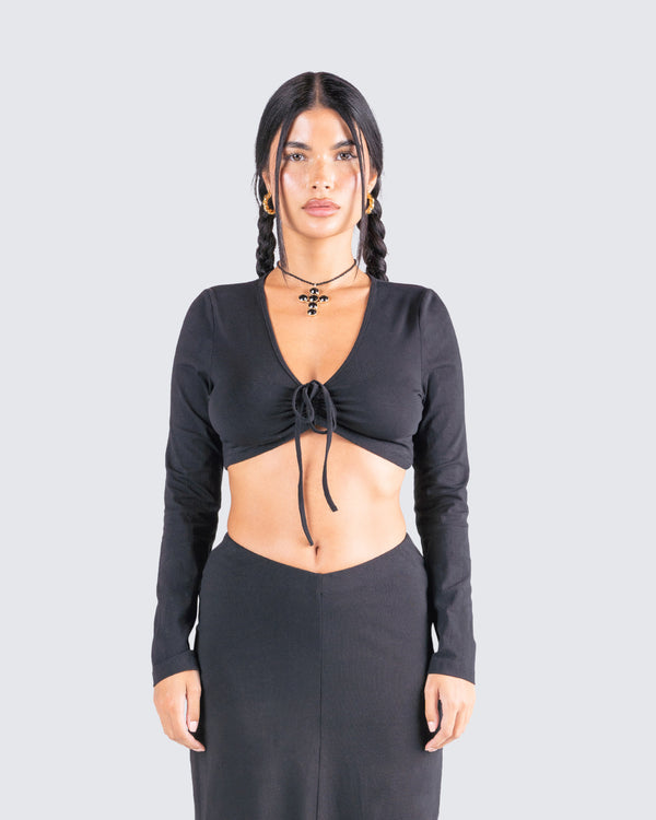 Finesse Nadia Black Jersey Top