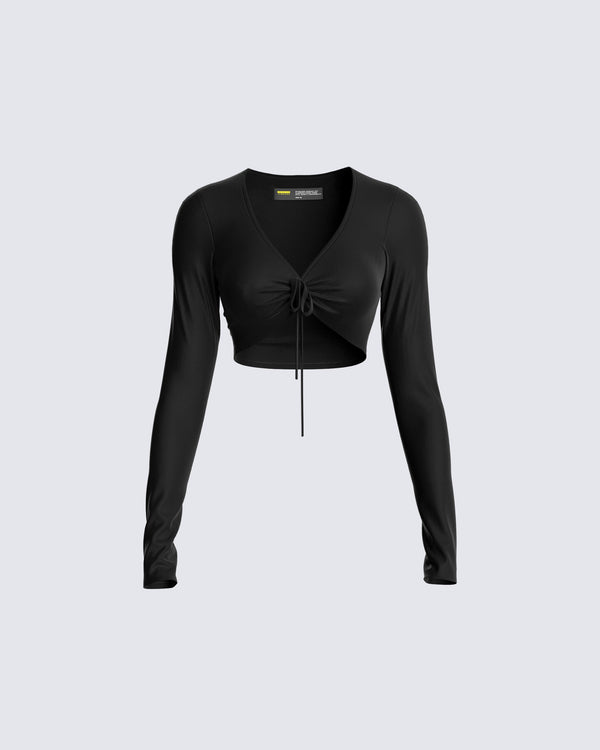finesse Nadia Black Jersey Top