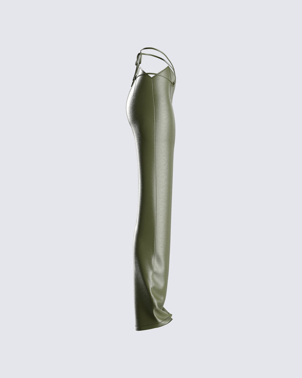 Finesse Nadir Olive Vegan Leather Pant