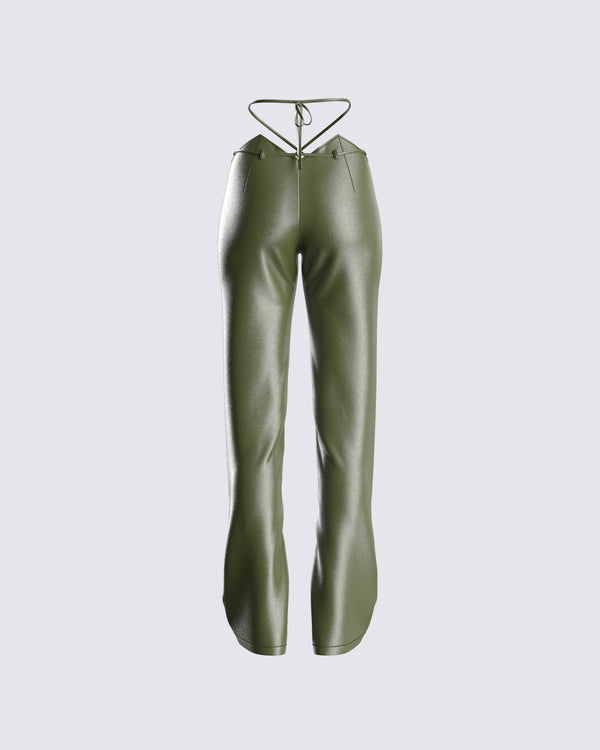 Finesse Nadir Olive Vegan Leather Pant