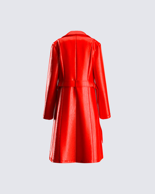 Finesse Nadja Red Vegan Leather Coat