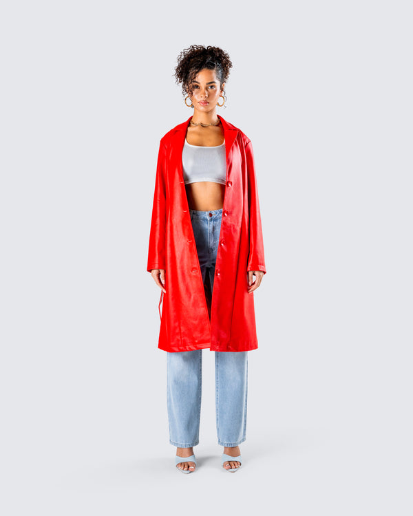 Finesse Nadja Red Vegan Leather Coat