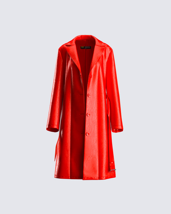 finesse Nadja Red Vegan Leather Coat