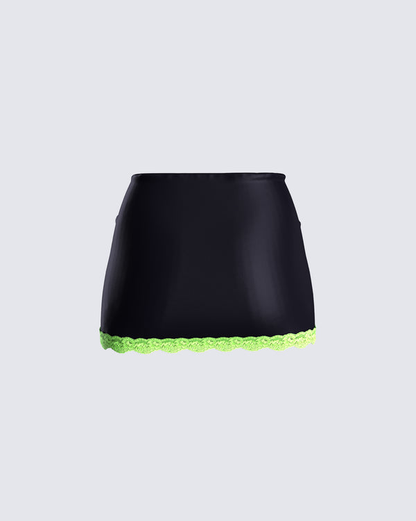 Finesse Nadya Black Satin Mini Skirt