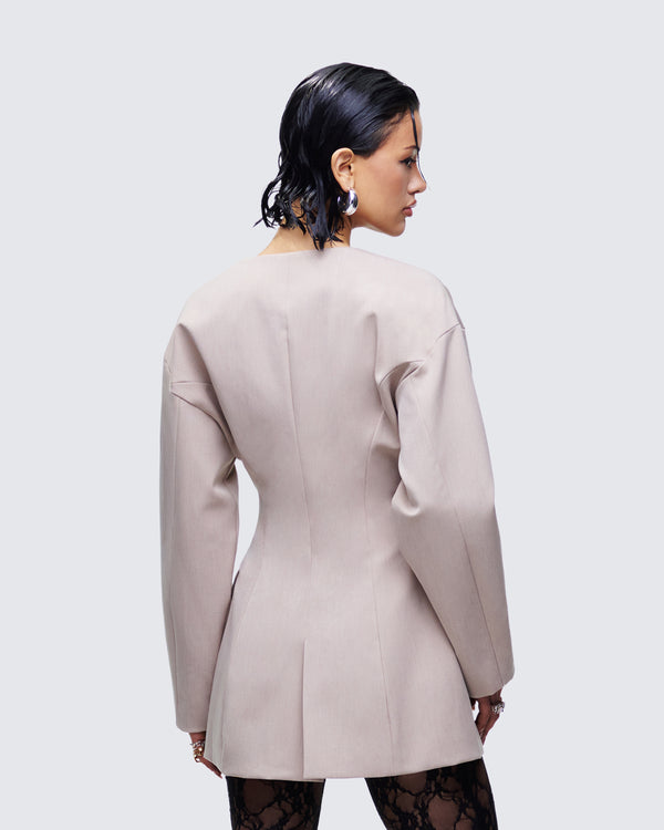 Finesse Nahia Brown Cinched Waist Blazer