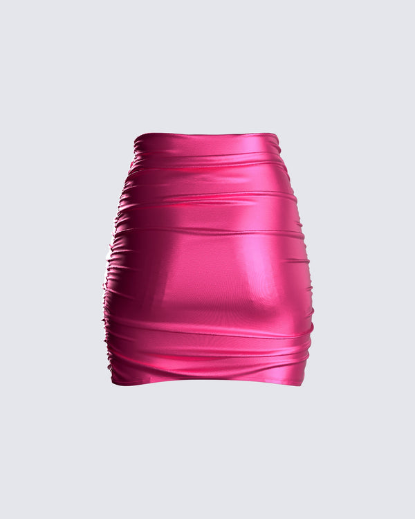 Finesse Naomi Metallic Shirred Mini Skirt