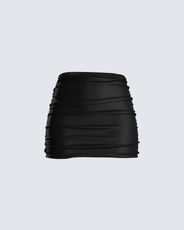 finesse Narda Black Satin Mini Skirt