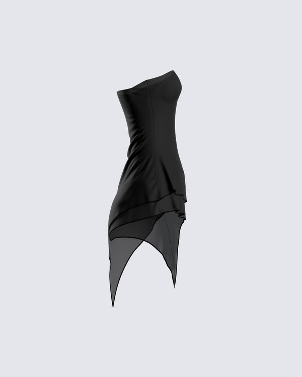 Finesse Narelle Black Mesh Ruffle Top