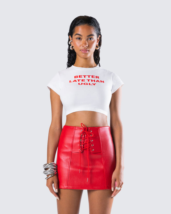 Finesse Nat White Jersey Graphic Top