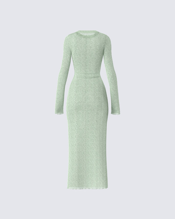 Finesse Nea Green Sweater Knit Midi Dress