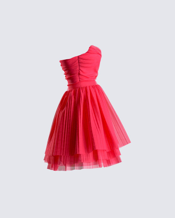 Finesse Nelly Hot Pink Tulle Mini Dress