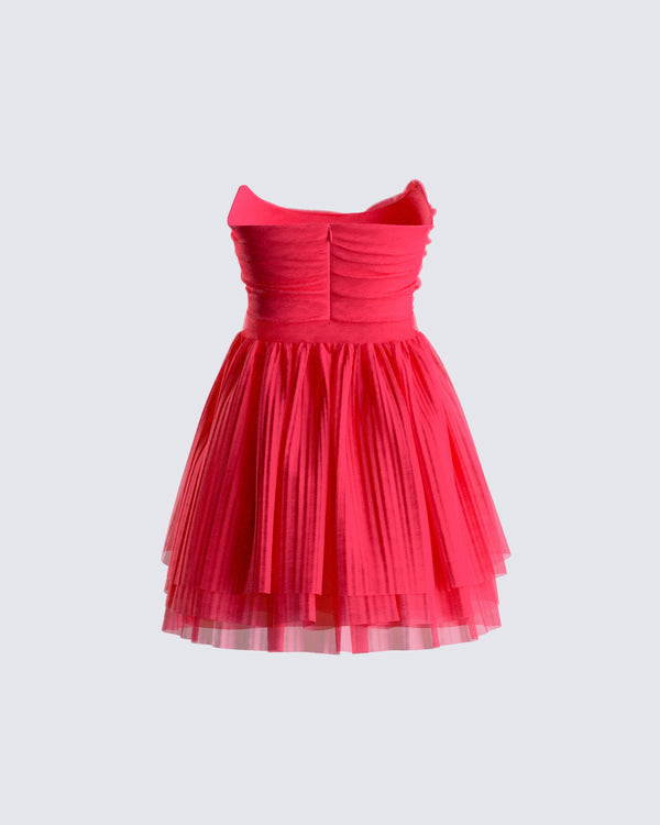 Finesse Nelly Hot Pink Tulle Mini Dress