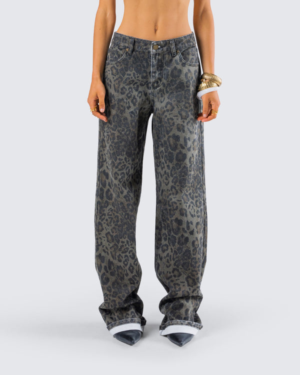 Finesse Nerida Leopard Mid Rise Pant