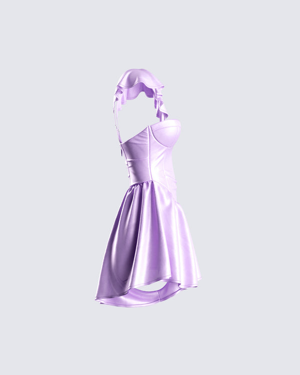 Finesse Nett Lavender Satin Ruffle Romper