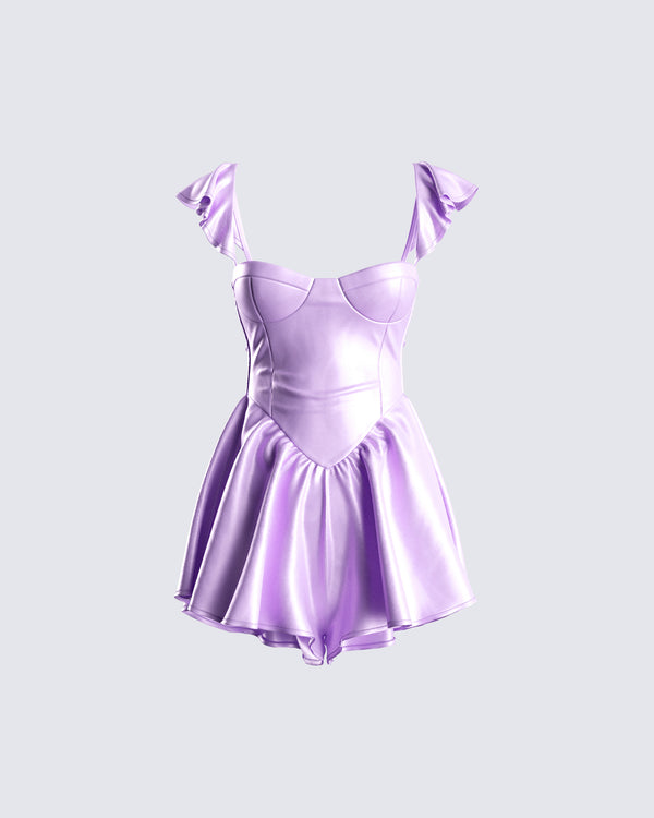 finesse Nett Lavender Satin Ruffle Romper