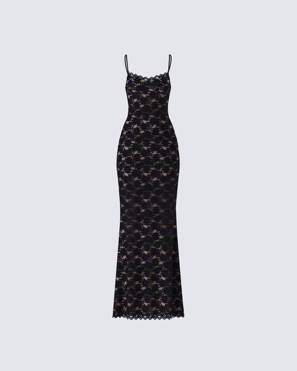 finesse Nevaeh Black Lace Maxi Dress