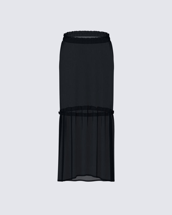 Finesse Neve Black Georgette Tiered Skirt