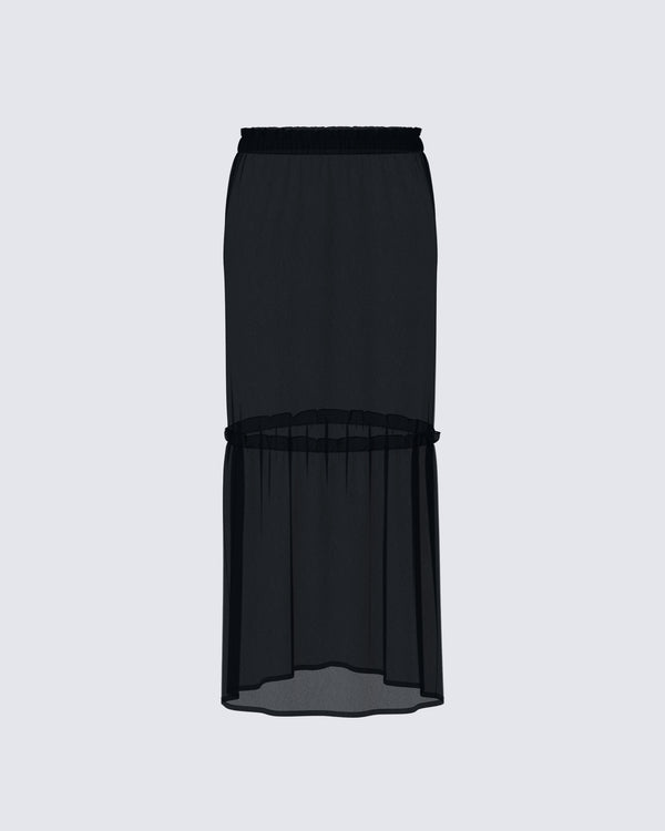 finesse Neve Black Georgette Tiered Skirt