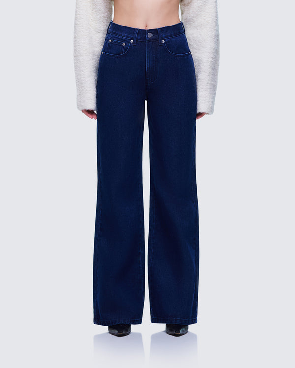 Finesse Nia High Waisted Dark Blue Jean