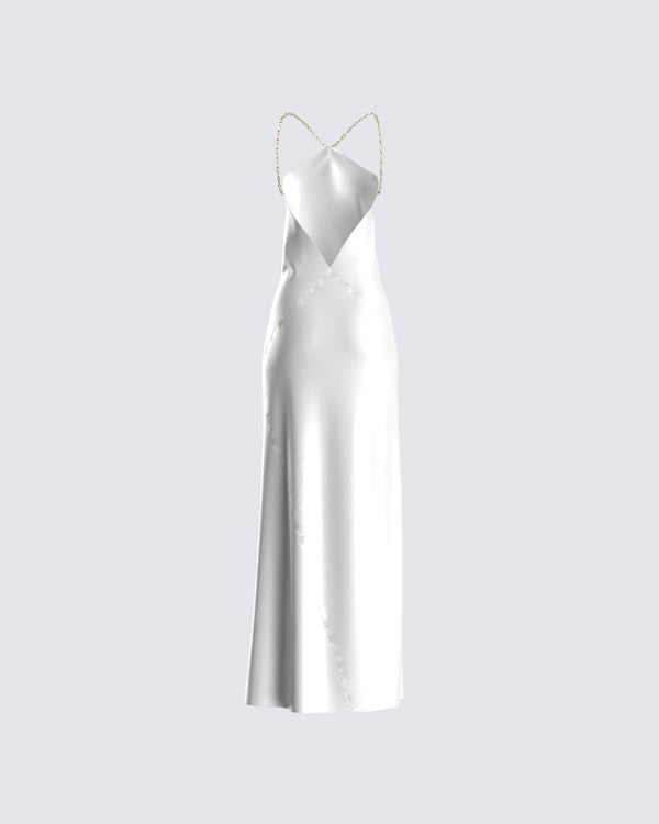 Finesse Nicola White Chain Maxi Dress