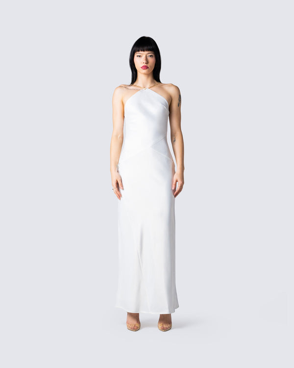 Finesse Nicola White Chain Maxi Dress
