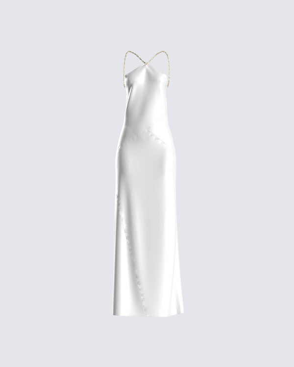 finesse Nicola White Chain Maxi Dress