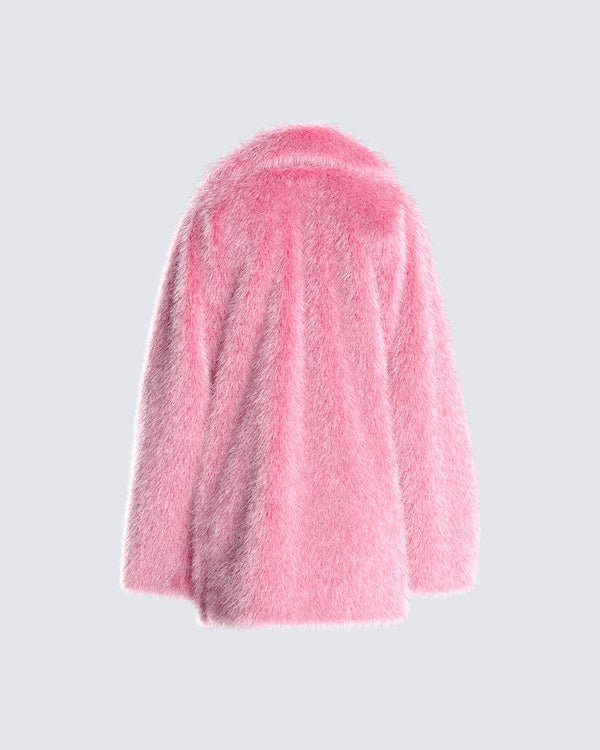 Finesse Nicole Pink Vegan Fur Coat