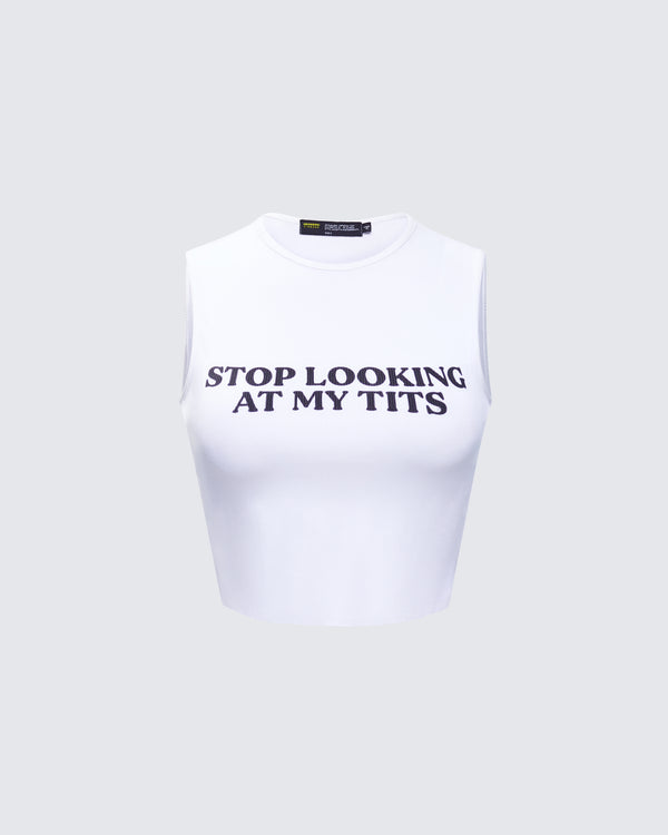 finesse Nicolette White Rib Graphic Top