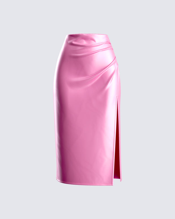finesse Nikita Pink Satin Midi Skirt