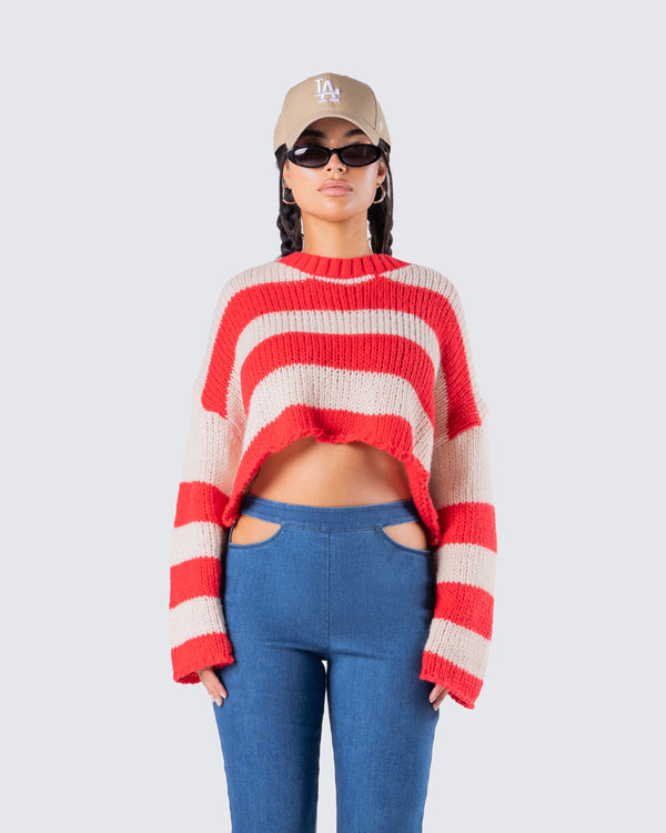 Finesse Nikko Stripe Sweater Knit Top