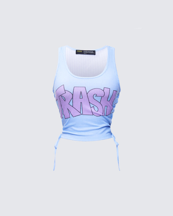 finesse Nixie Blue Lace Up Graphic Tank