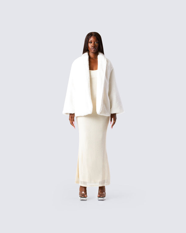 Finesse Noah White Fur Coat