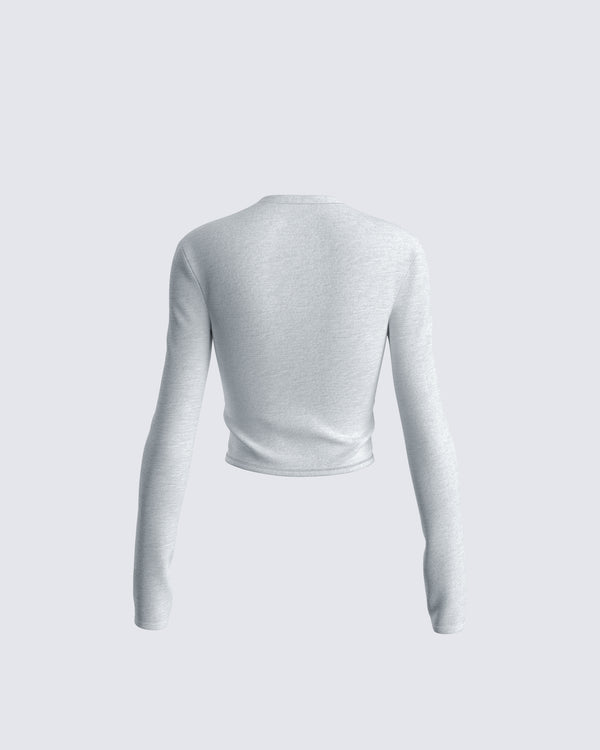 Finesse Noam Heather Grey Long Sleeve Top