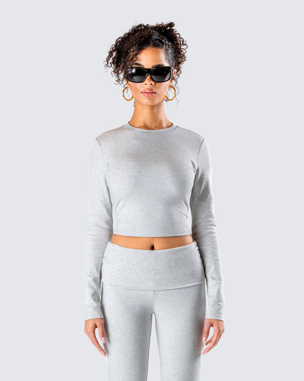 Finesse Noam Heather Grey Long Sleeve Top