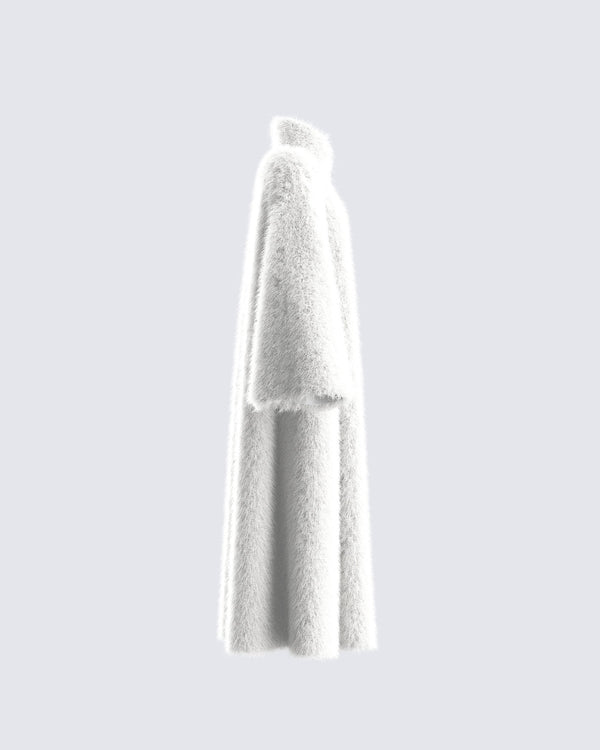Finesse Noel Ivory Midi Vegan Fur Coat