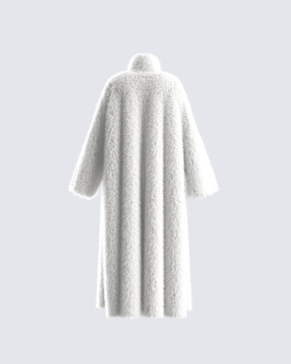Finesse Noel Ivory Midi Vegan Fur Coat