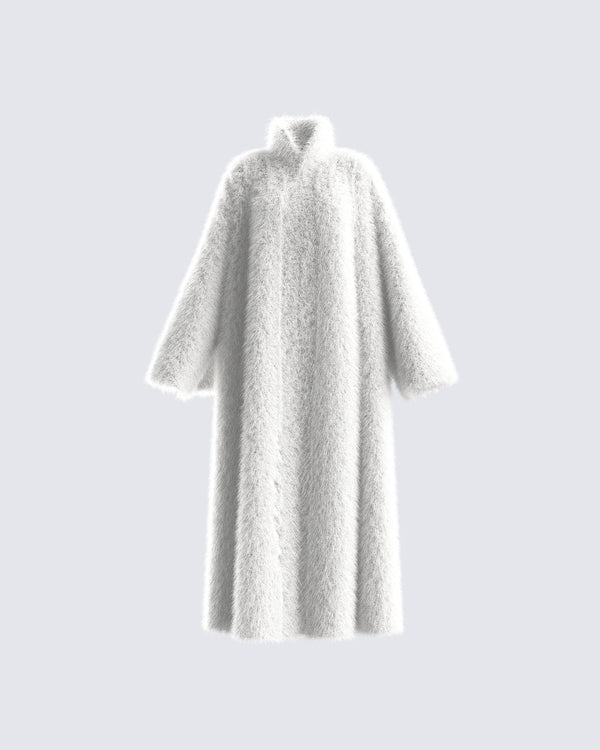 finesse Noel Ivory Midi Vegan Fur Coat