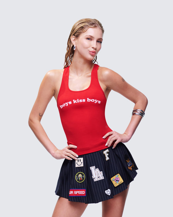 Finesse Noel Red Ribbed Slogan Tank