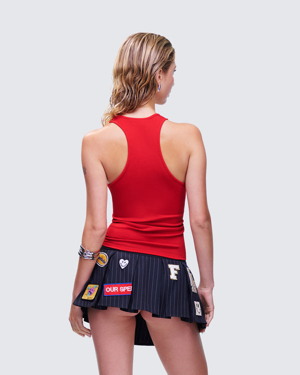 Finesse Noel Red Ribbed Slogan Tank