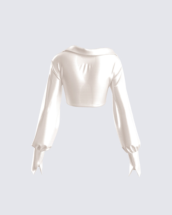 Finesse Noor Ivory Knotted Blouse Top