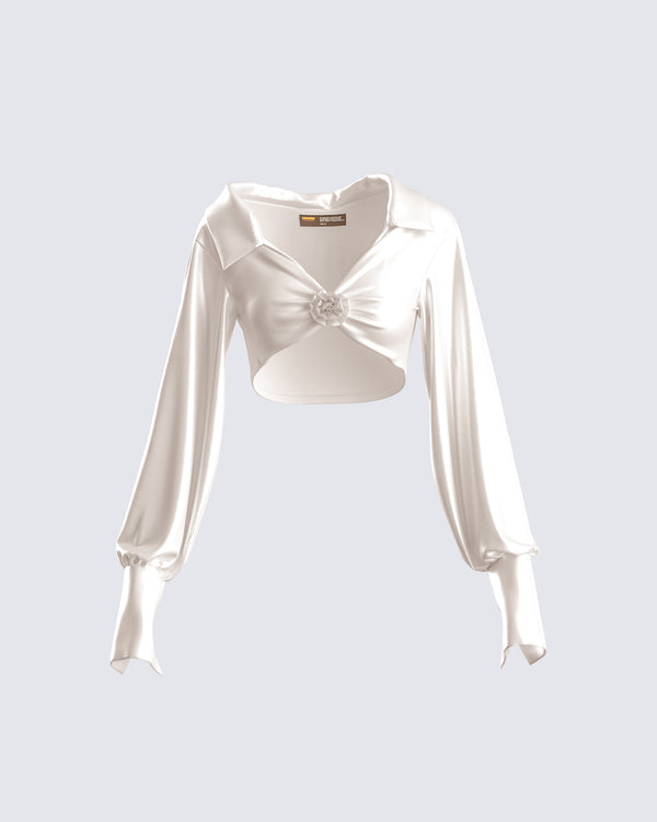 finesse Noor Ivory Knotted Blouse Top