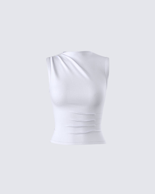 finesse Norah Light Grey Pleated Top