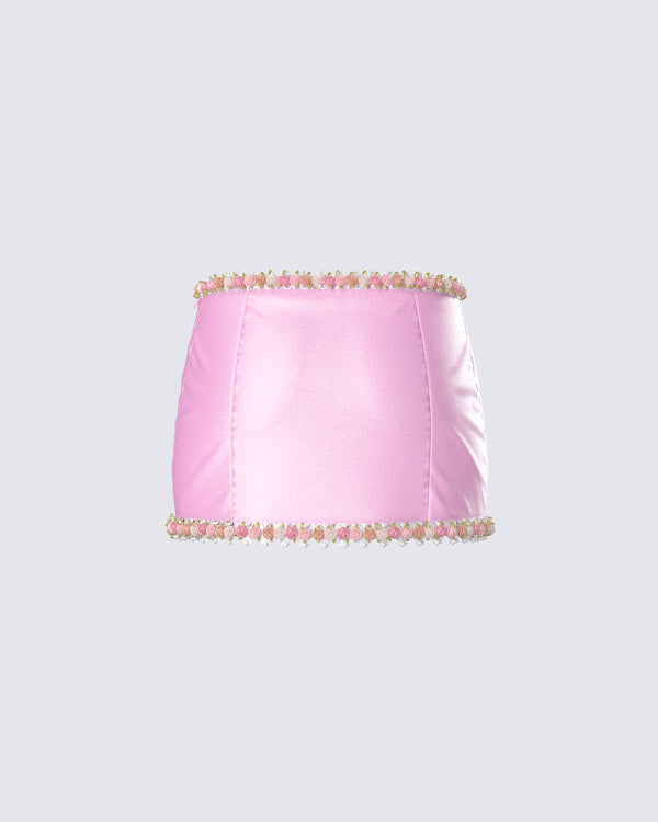Finesse Nori Pink Floral Micro Mini Skirt