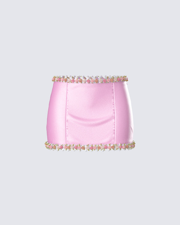 finesse Nori Pink Floral Micro Mini Skirt