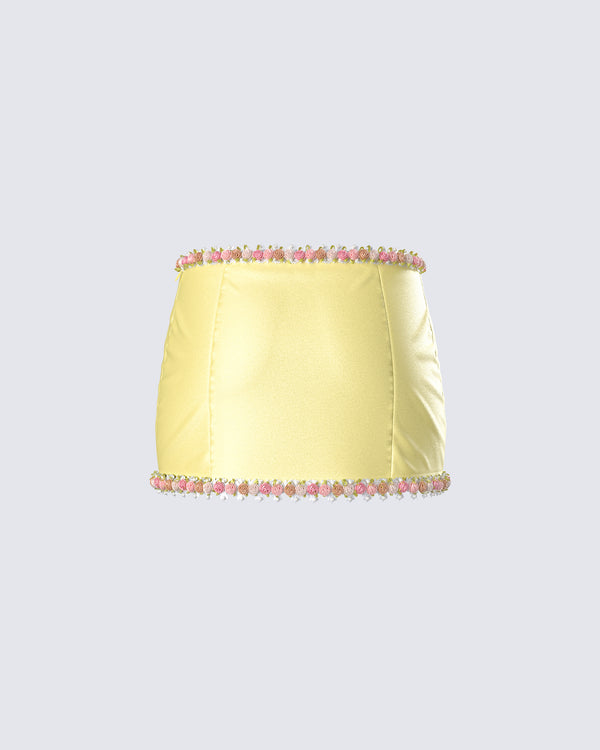 Finesse Nori Yellow Floral Micro Mini Skirt