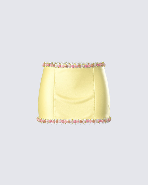 finesse Nori Yellow Floral Micro Mini Skirt